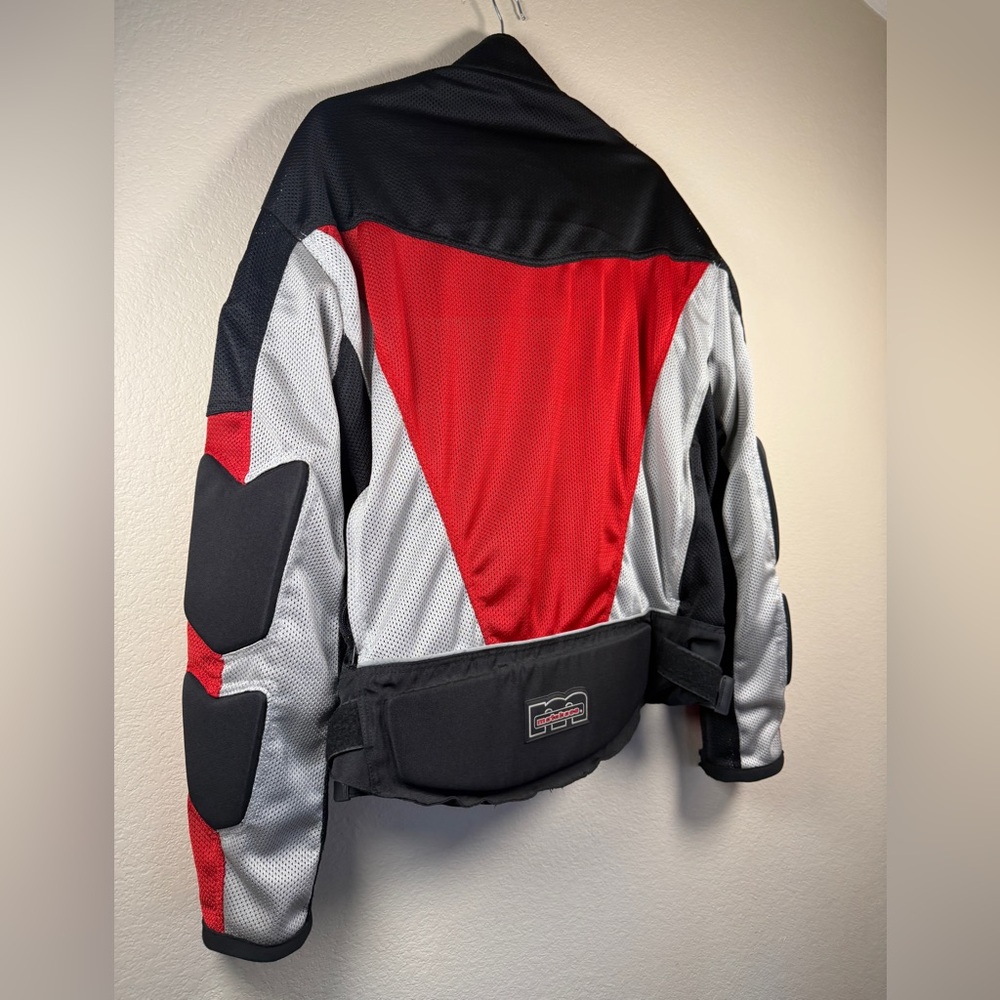 MotoBoss Armored Mesh Motorcycle Jacket Men’s Large Black Red Protective Gear - Picture 4 of 12